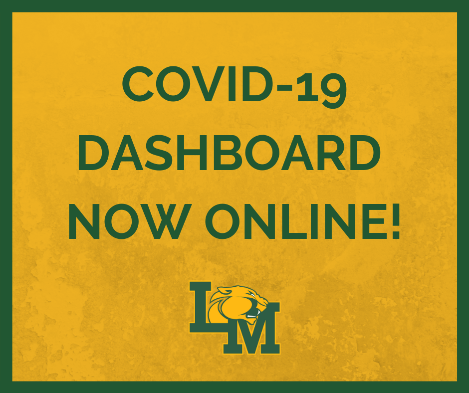 Graphic that says "COVID-19 Dashboard Now Online"